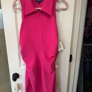 Donna Morgan Pink Zip-Front Sleeveless Dress